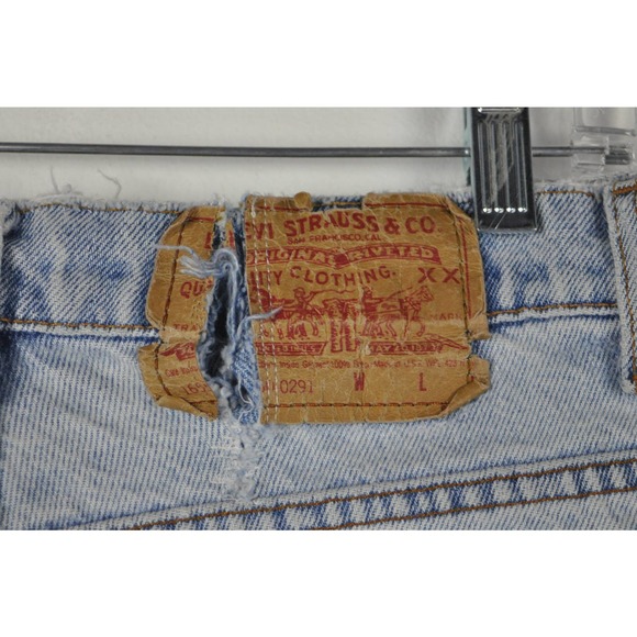 80s Flag Patch Levis Cut Offs - Medium | Distressed Jean Shorts | 4th of July - Picture 5 of 6